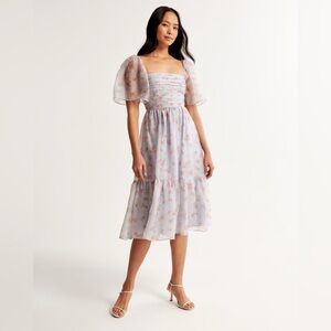 Abercrombie Emerson Angel Sleeve Midi Dress in Light Blue Floral - WORN ONCE